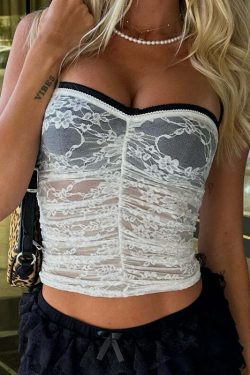 Y2K Double Layer Lace Top - Retro 90s Grunge, Summer Y2K Outfits, Pastel Goth Fashion