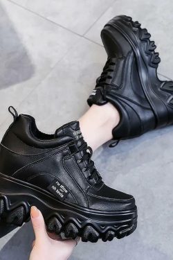 Y2K Egirl Black Mesh Platform Sneakers - Retro 90s Grunge, Y2K Summer & Party Outfits