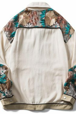 Y2K Embroidered Floral Patchwork Jacket - 90s Grunge, Retro, Pastel Goth, Summer Y2K Outfits
