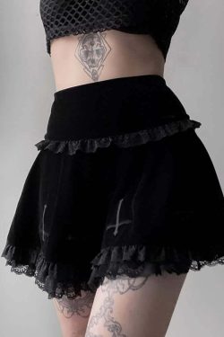 Y2K Emo Goth Velvet Mini Skirt - Retro 90s Grunge, Summer Party, Club & Popstar Outfits