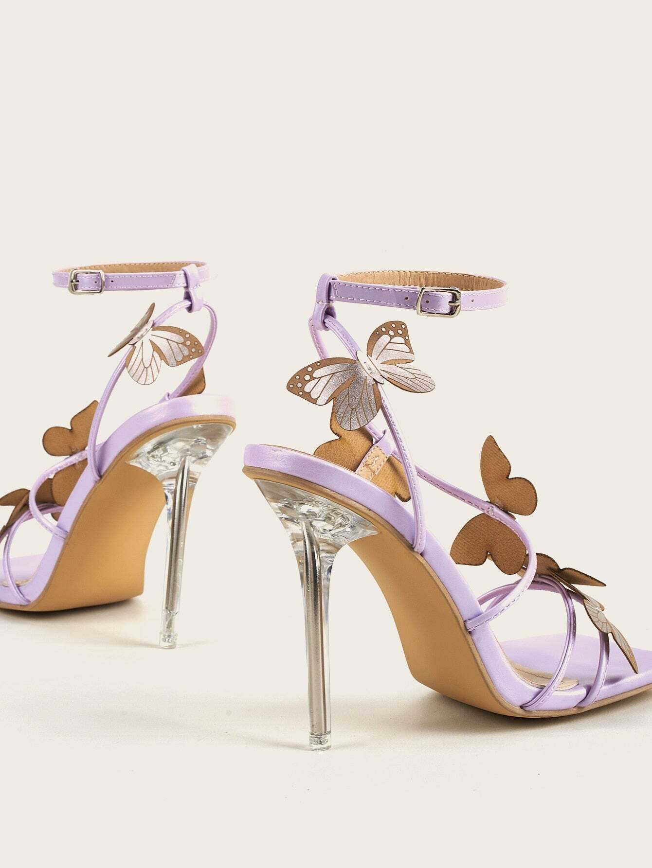 Y2K Fairy Butterfly Crystal Heel Sandals - Retro 90s Grunge, Pastel Goth, Summer Party Outfits