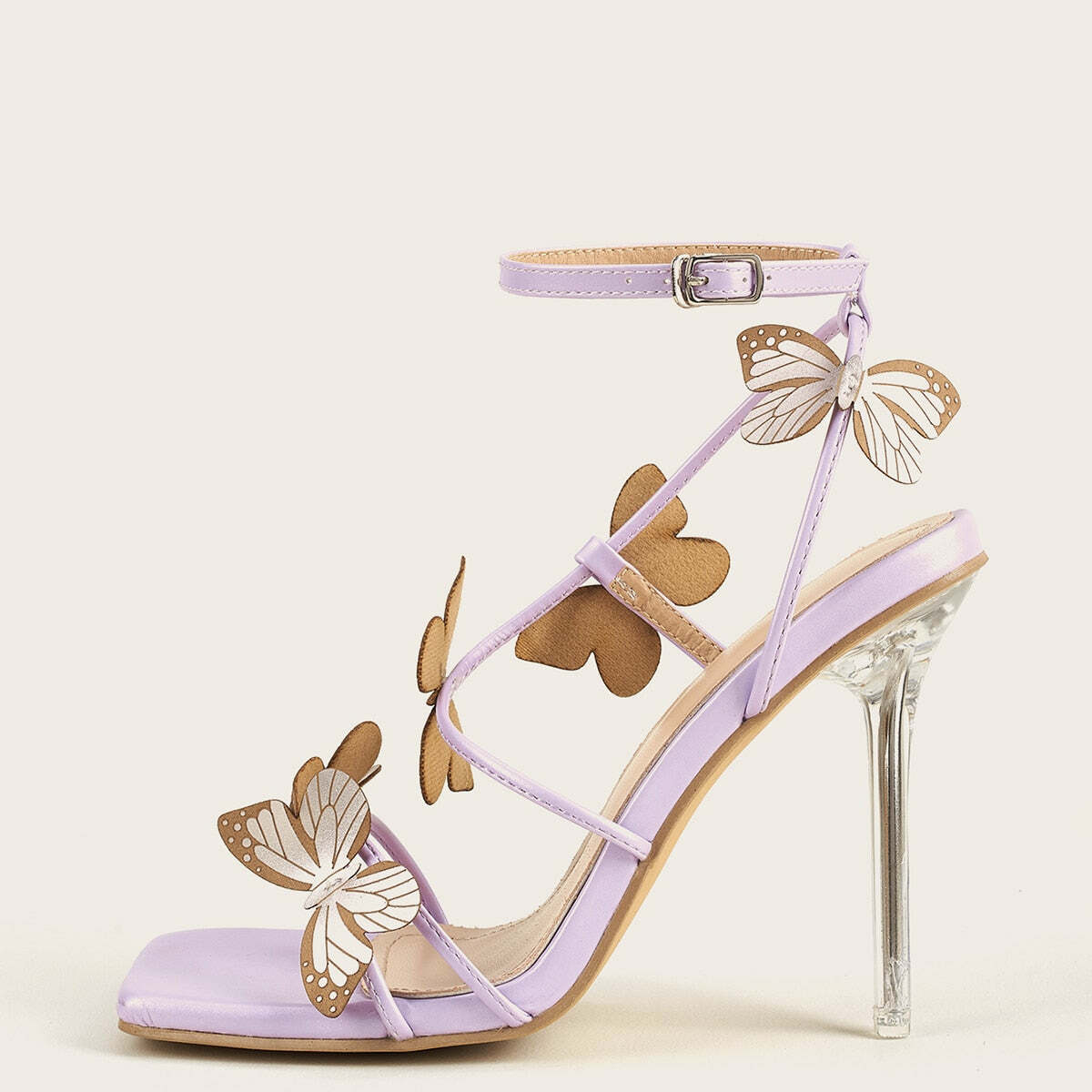 Y2K Fairy Butterfly Crystal Heel Sandals - Retro 90s Grunge, Pastel Goth, Summer Party Outfits