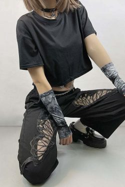 Y2K Fairy Grunge Butterfly Hollow Out Crop Top - 90s Retro Summer Party Outfit