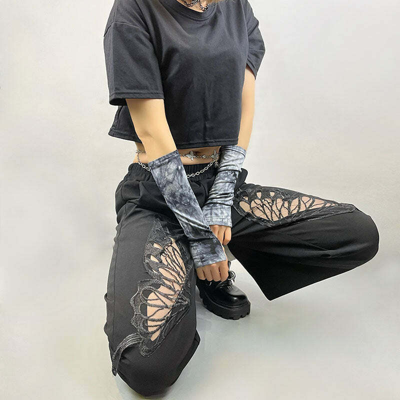 Y2K Fairy Grunge Butterfly Hollow Out Crop Top - 90s Retro Summer Party Outfit