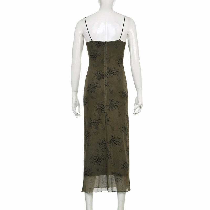 Y2K Fairy Grunge Floral Maxi Dress - 90s Summer Outfit, Retro Style, Pastel Goth Fashion