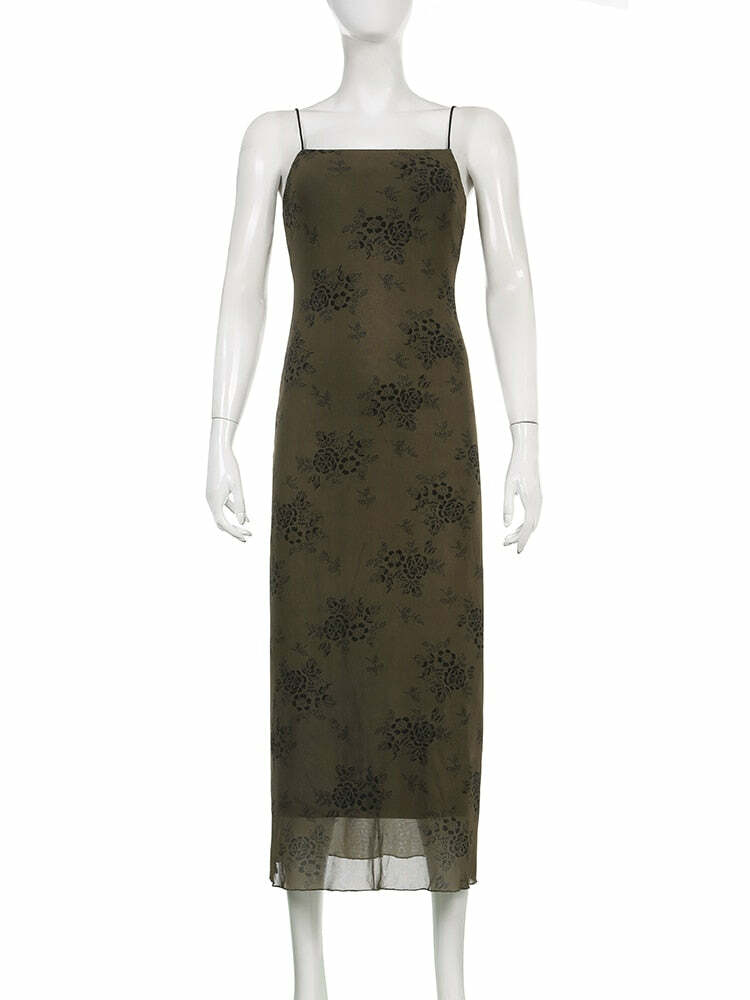 Y2K Fairy Grunge Floral Maxi Dress - 90s Summer Outfit, Retro Style, Pastel Goth Fashion
