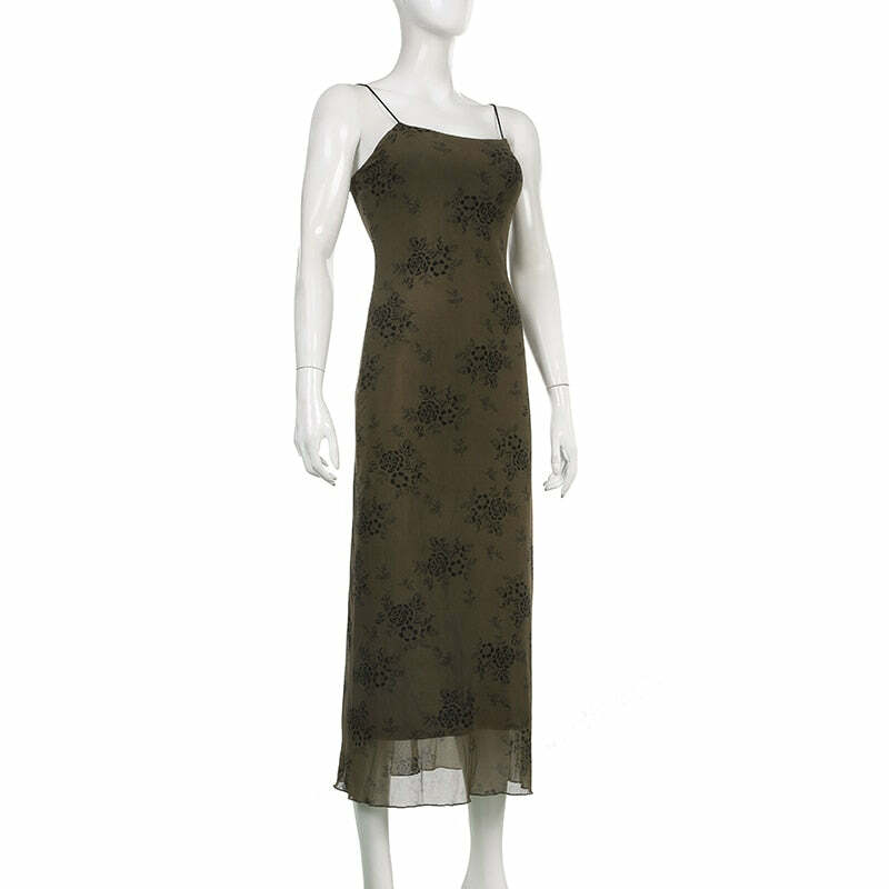 Y2K Fairy Grunge Floral Maxi Dress - 90s Summer Outfit, Retro Style, Pastel Goth Fashion