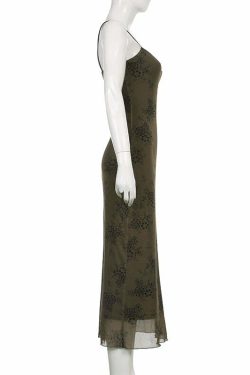 Y2K Fairy Grunge Floral Maxi Dress - 90s Summer Outfit, Retro Style, Pastel Goth Fashion