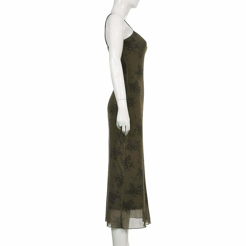Y2K Fairy Grunge Floral Maxi Dress - 90s Summer Outfit, Retro Style, Pastel Goth Fashion