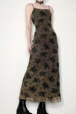 Y2K Fairy Grunge Floral Maxi Dress - 90s Summer Outfit, Retro Style, Pastel Goth Fashion