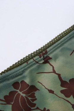 Y2K Fairy Grunge Green Floral Midi Skirt - Retro 90s Summer Outfit, Pastel Goth Fashion