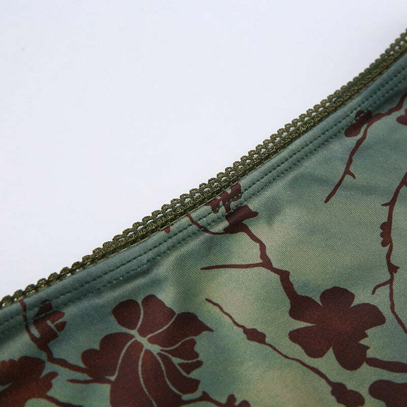 Y2K Fairy Grunge Green Floral Midi Skirt - Retro 90s Summer Outfit, Pastel Goth Fashion