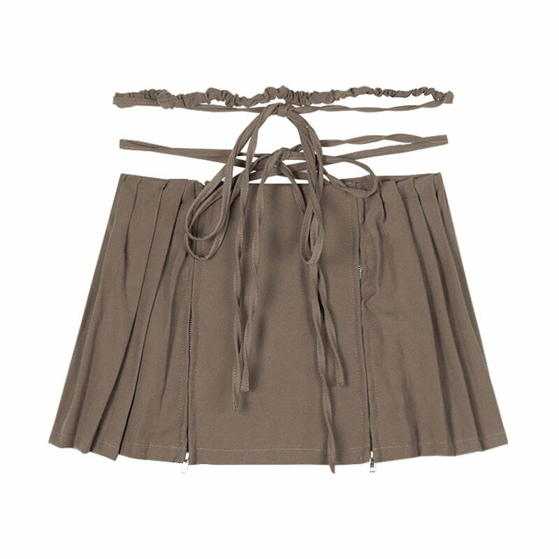 Y2K Fairy Grunge Lace-up Double Zipper Mini Skirt - 90s Retro Summer Party Outfit
