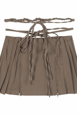 Y2K Fairy Grunge Lace-up Double Zipper Mini Skirt - 90s Retro Summer Party Outfit