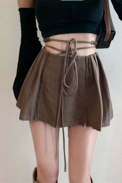Y2K Fairy Grunge Lace-up Double Zipper Mini Skirt - 90s Retro Summer Party Outfit