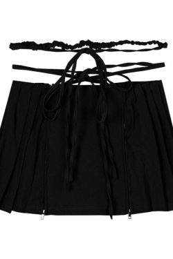 Y2K Fairy Grunge Lace-up Double Zipper Mini Skirt - 90s Retro Summer Party Outfit
