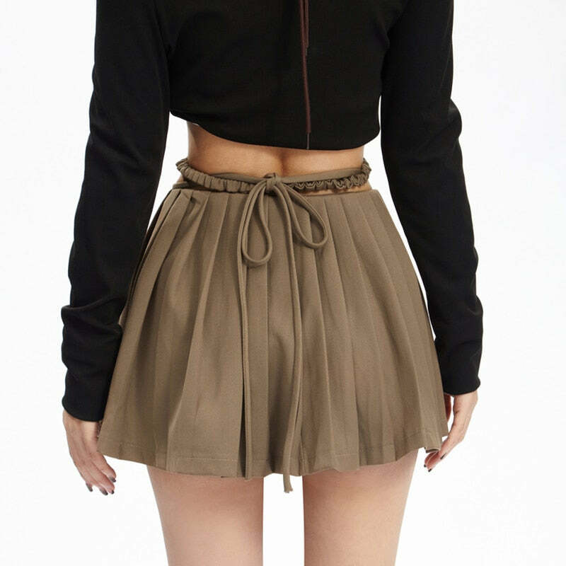 Y2K Fairy Grunge Lace-up Double Zipper Mini Skirt - 90s Retro Summer Party Outfit