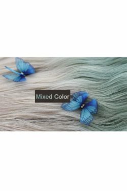 Y2K Fairycore Cosplay eGirl Wig - Grey Green Ombre, 90s Grunge, Retro Pastel Goth Style