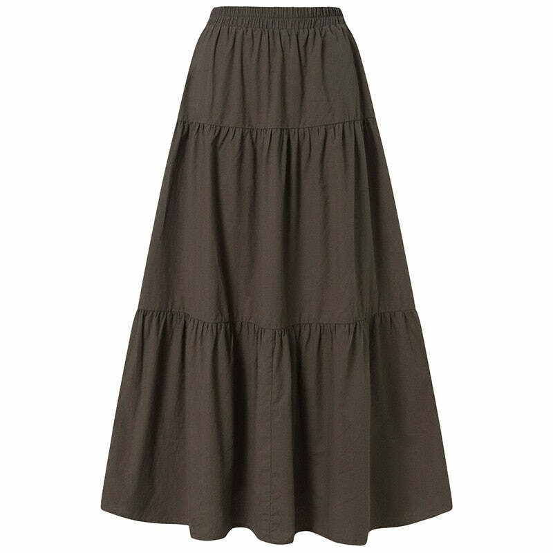 Y2K Fairycore Grunge Vintage Long Skirt - 90s Retro Summer Outfit, Pastel Goth, Y2K Fashion