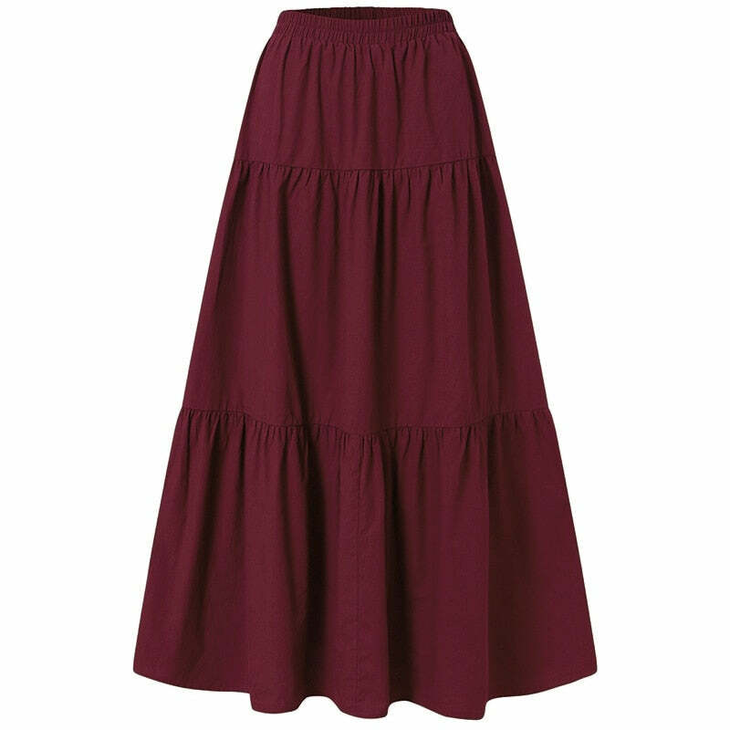 Y2K Fairycore Grunge Vintage Long Skirt - 90s Retro Summer Outfit, Pastel Goth, Y2K Fashion