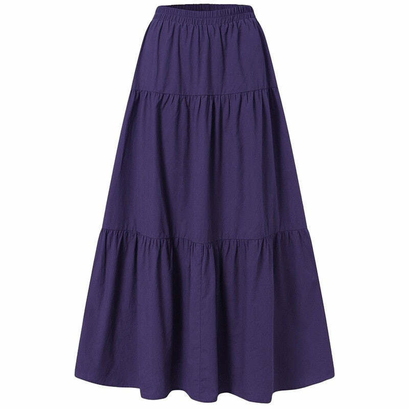 Y2K Fairycore Grunge Vintage Long Skirt - 90s Retro Summer Outfit, Pastel Goth, Y2K Fashion
