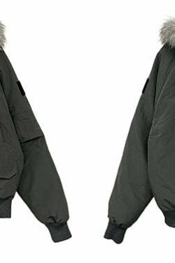 Y2K Faux-Fur Trimmed Parka Jacket - 90s Grunge, Retro Style, Y2K Fashion, Summer & Party Out