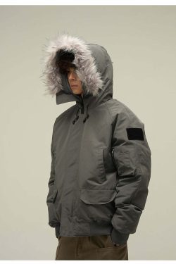 Y2K Faux-Fur Trimmed Parka Jacket - Retro 90s Grunge, Summer & Party Outfits for Women
