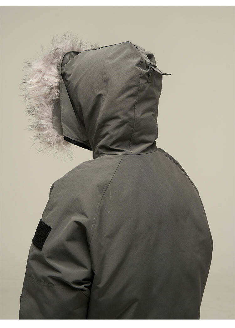 Y2K Faux-Fur Trimmed Parka Jacket - Retro 90s Grunge, Summer & Party Outfits for Women