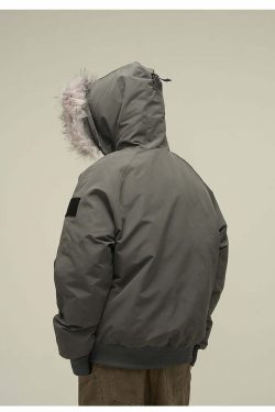 Y2K Faux-Fur Trimmed Parka Jacket - Retro 90s Grunge, Summer & Party Outfits for Women