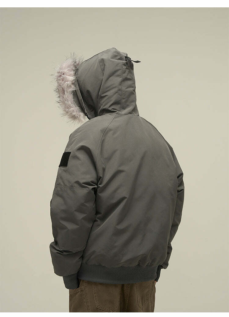 Y2K Faux-Fur Trimmed Parka Jacket - Retro 90s Grunge, Summer & Party Outfits for Women