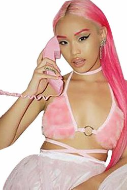 Y2K Faux Fur Bikini Top - Retro 90s Grunge, Summer Y2K Outfits, Pastel Goth, Y2K Party