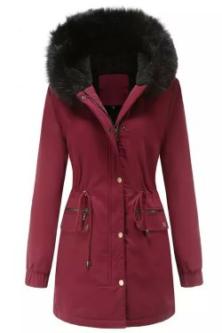 Y2K Faux Fur Long Hooded Coat - Retro 90s Grunge, Pastel Goth, and Y2K Fashion Statement