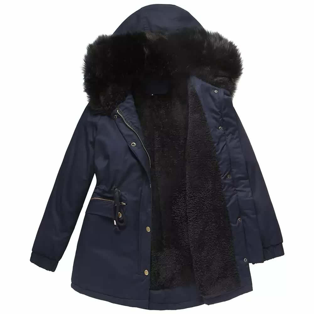 Y2K Faux Fur Long Hooded Coat - Retro 90s Grunge, Pastel Goth, and Y2K Fashion Statement