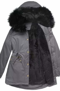 Y2K Faux Fur Long Hooded Coat - Retro 90s Grunge, Pastel Goth, and Y2K Fashion Statement