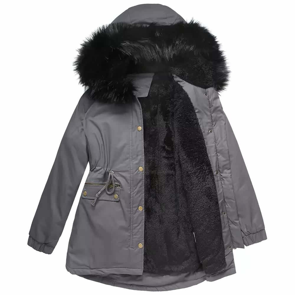 Y2K Faux Fur Long Hooded Coat - Retro 90s Grunge, Pastel Goth, and Y2K Fashion Statement