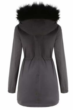 Y2K Faux Fur Long Hooded Coat - Retro 90s Grunge, Pastel Goth, and Y2K Fashion Statement