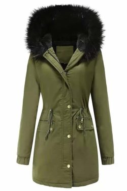 Y2K Faux Fur Long Hooded Coat - Retro 90s Grunge, Pastel Goth, and Y2K Fashion Statement