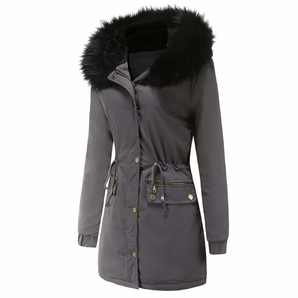 Y2K Faux Fur Long Hooded Coat - Retro 90s Grunge, Pastel Goth, and Y2K Fashion Statement
