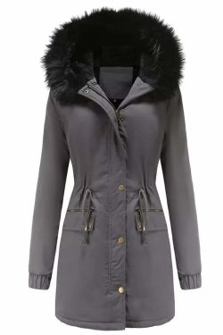 Y2K Faux Fur Long Hooded Coat - Retro 90s Grunge, Pastel Goth, and Y2K Fashion Statement