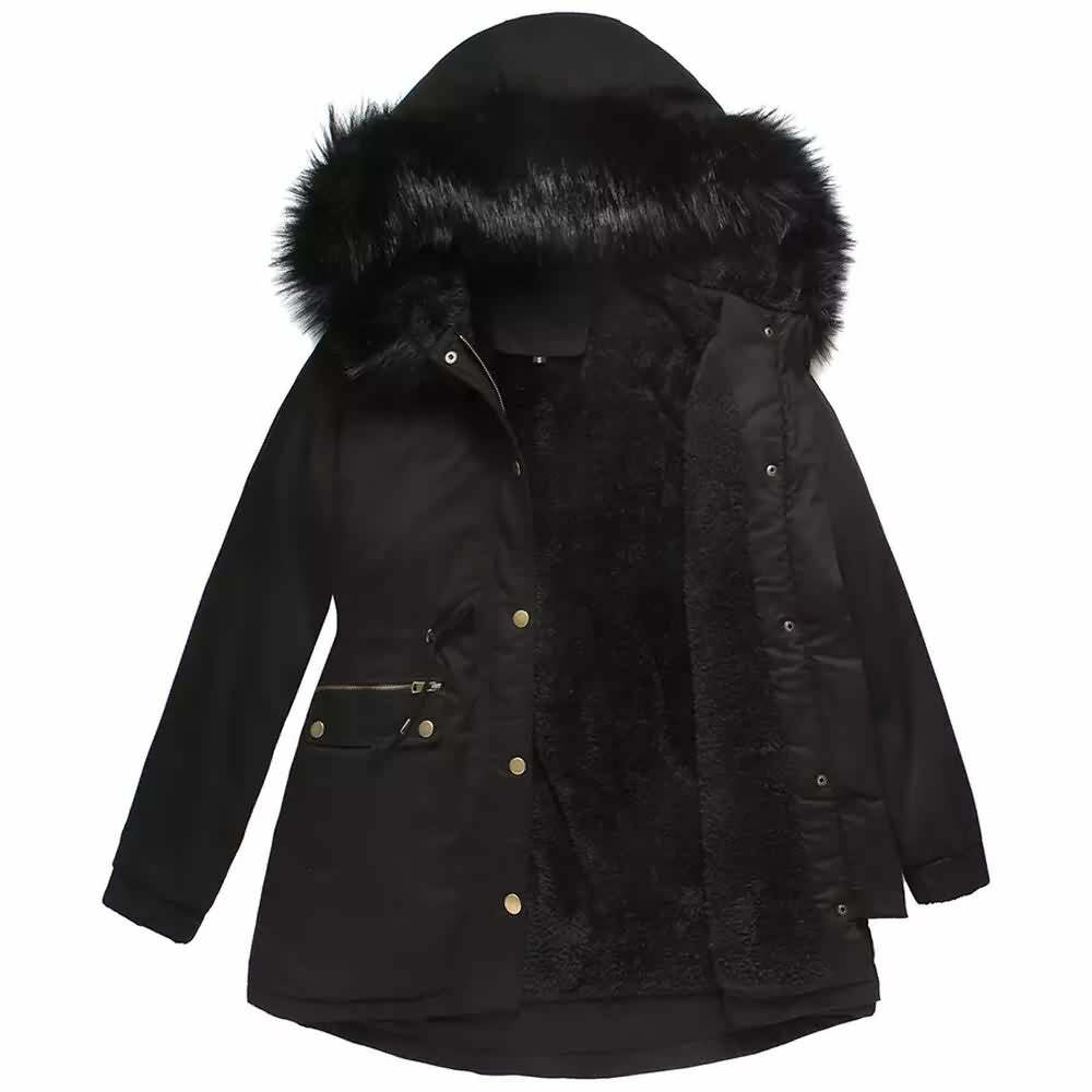Y2K Faux Fur Long Hooded Coat - Retro 90s Grunge, Pastel Goth, and Y2K Fashion Statement