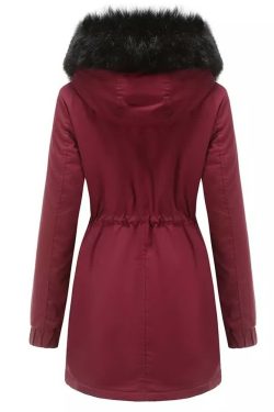 Y2K Faux Fur Long Hooded Coat - Retro 90s Grunge, Pastel Goth, and Y2K Fashion Statement