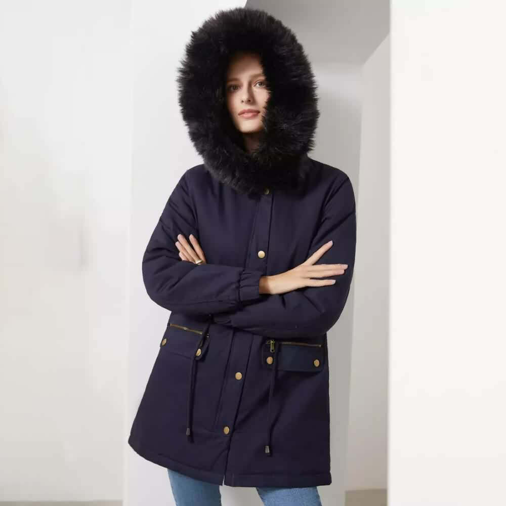 Y2K Faux Fur Long Hooded Coat - Retro 90s Grunge, Pastel Goth, and Y2K Fashion Statement