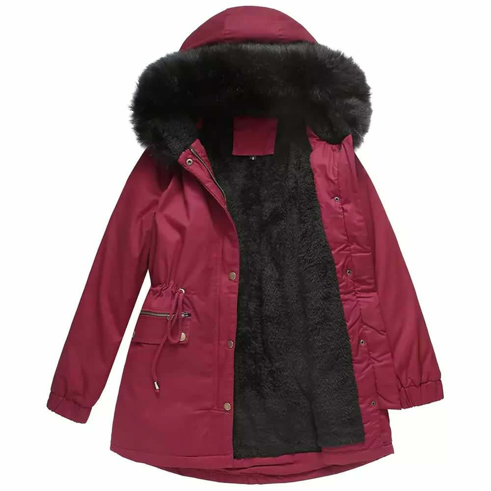 Y2K Faux Fur Long Hooded Coat - Retro 90s Grunge, Pastel Goth, and Y2K Fashion Statement
