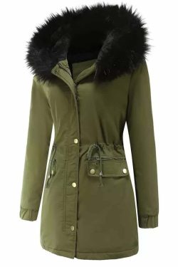 Y2K Faux Fur Long Hooded Coat - Retro 90s Grunge, Pastel Goth, and Y2K Fashion Statement