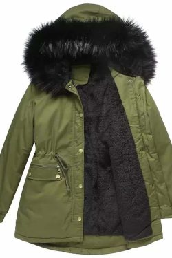 Y2K Faux Fur Long Hooded Coat - Retro 90s Grunge, Pastel Goth, and Y2K Fashion Statement