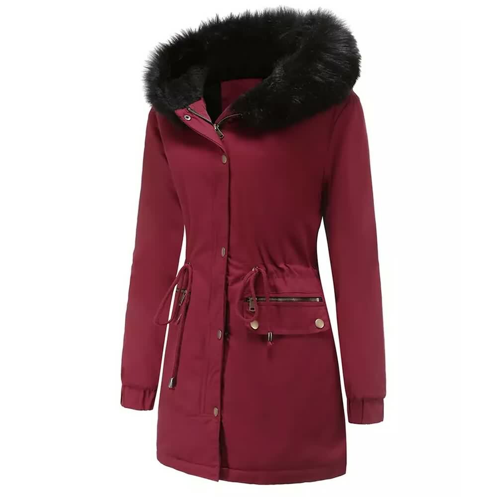 Y2K Faux Fur Long Hooded Coat - Retro 90s Grunge, Pastel Goth, and Y2K Fashion Statement