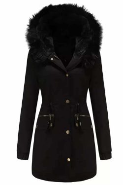 Y2K Faux Fur Long Hooded Coat - Retro 90s Grunge, Pastel Goth, and Y2K Fashion Statement
