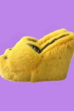 Y2K Faux Fur Wedge Heels - Retro 90s Grunge, Summer Party, and Club Outfits