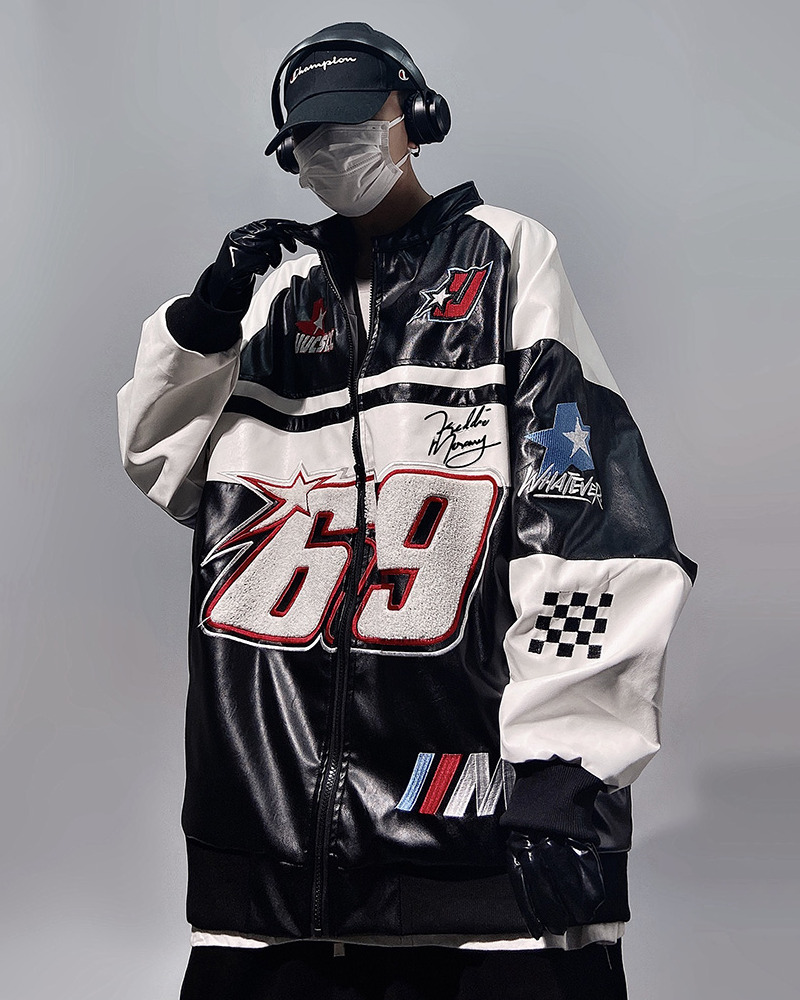 Y2K Faux Leather Racer Jacket - 90s Grunge, Retro Style, Y2K Club & Party Outfits