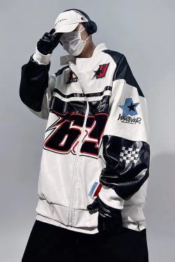 Y2K Faux Leather Racer Jacket - 90s Grunge, Retro Style, Y2K Club & Party Outfits